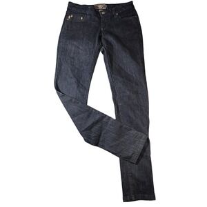 Royal Bones Jeans Womens Large Dark Wash Skinny Low Rise Skull Crossbones